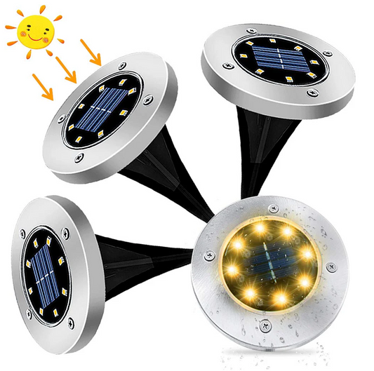 Set 4 Estaca Solares 8 Led Para Exterior