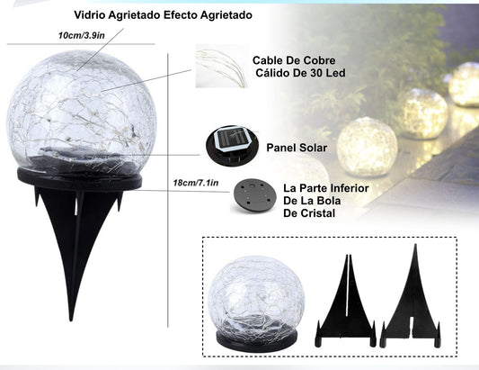 Foco Solar Para Jardín Efecto Agrietado