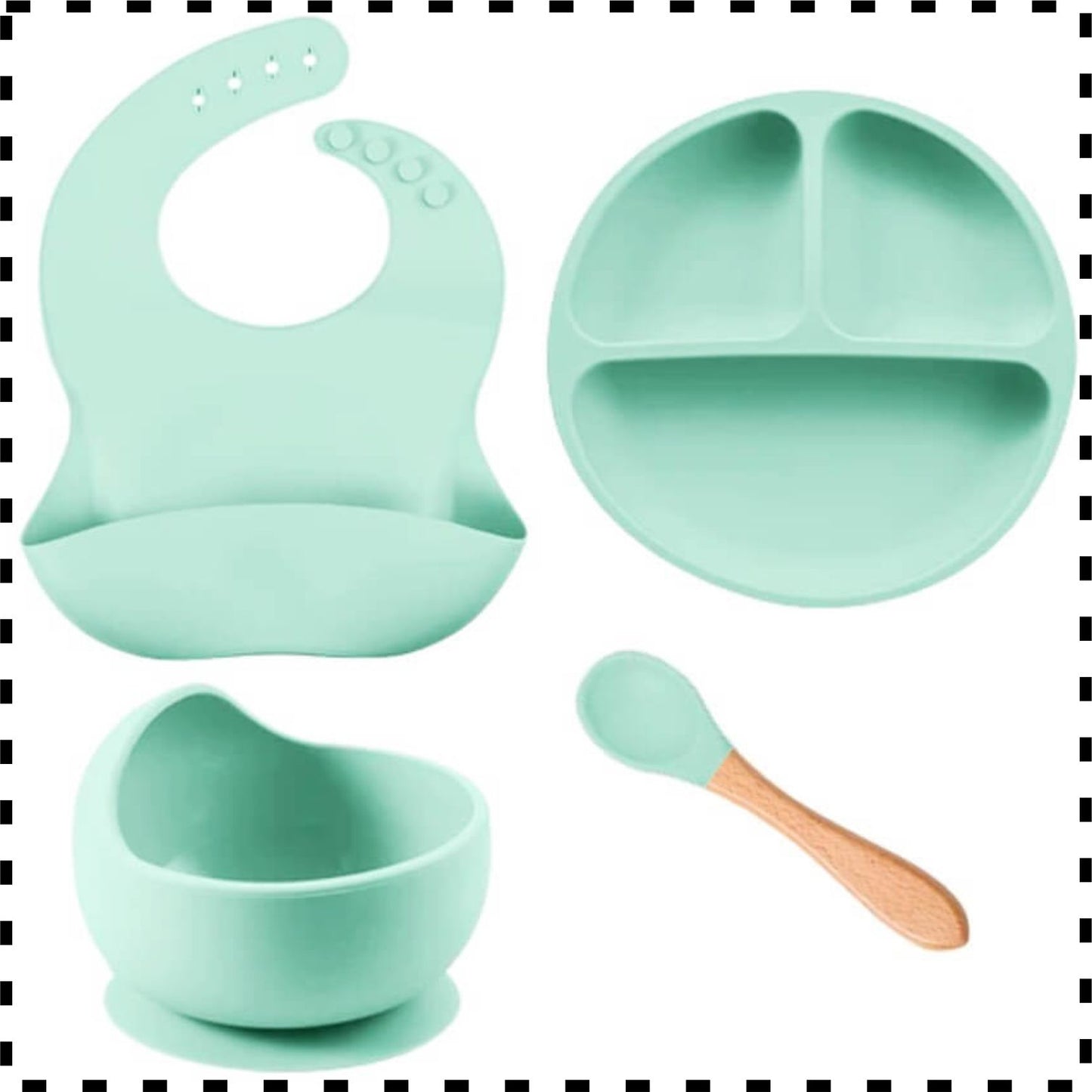 Set De Alimentación Silicona Platos Bebe