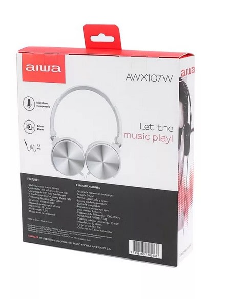 AUDIFONO AIWA AWX107W GRANDE M/L BLANCO