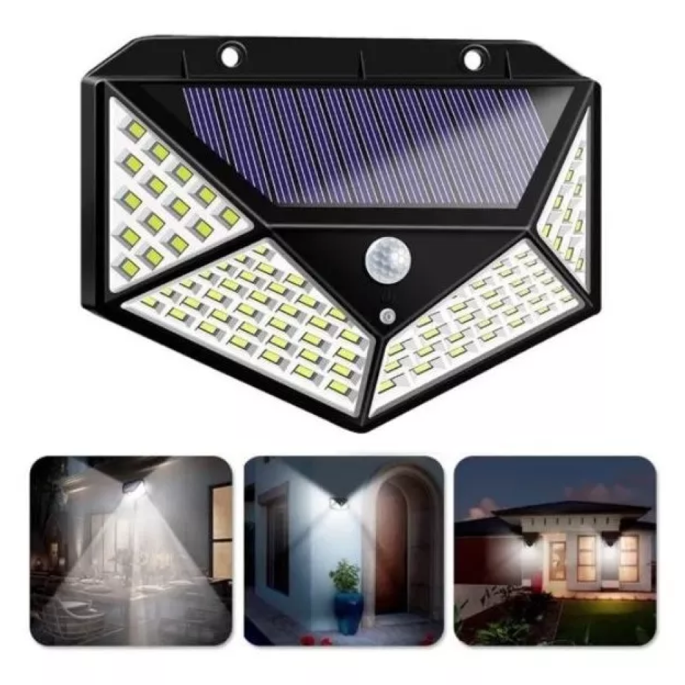 4 Apliques Solar 100 Led con Sensor De Movimiento